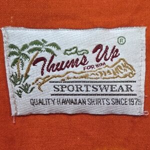 Thum's Up Men's Hawaiian Shirt XL Rayon Orange Yellow With Birds And Palm Trees